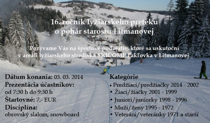 Výsledky 16. ročníka lyžiarského preteku o pohár starostu Litmanovej