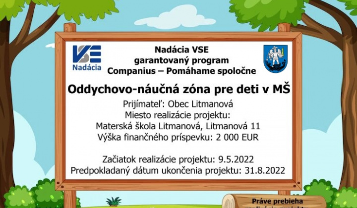 Projekt:  Oddychovo-náučná zóna pre deti v MŠ