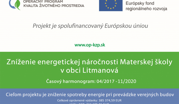 Zníženie energetickej náročnosti Materskej školy v obci Litmanová