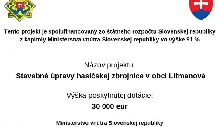 Stavebné úpravy hasičskej zbrojnice v obci Litmanová