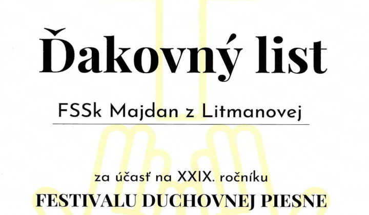 FESTIVAL DUCHOVNEJ PIESNE - 03.12.2023