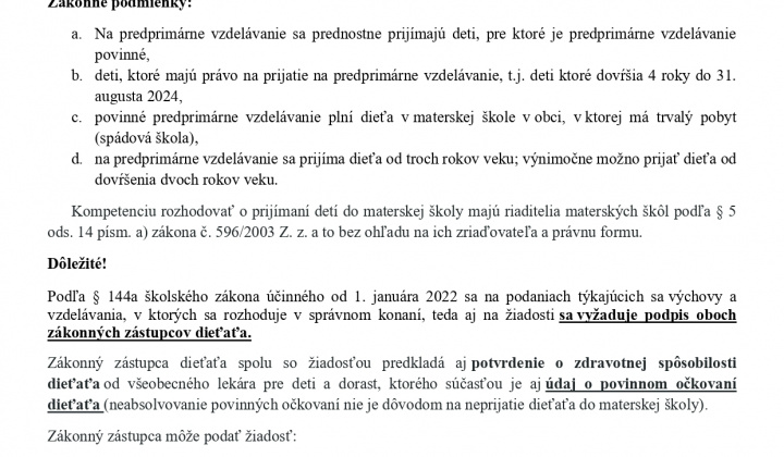 Zápis detí do Materskej školy Litmanová na školský rok 2024/2025