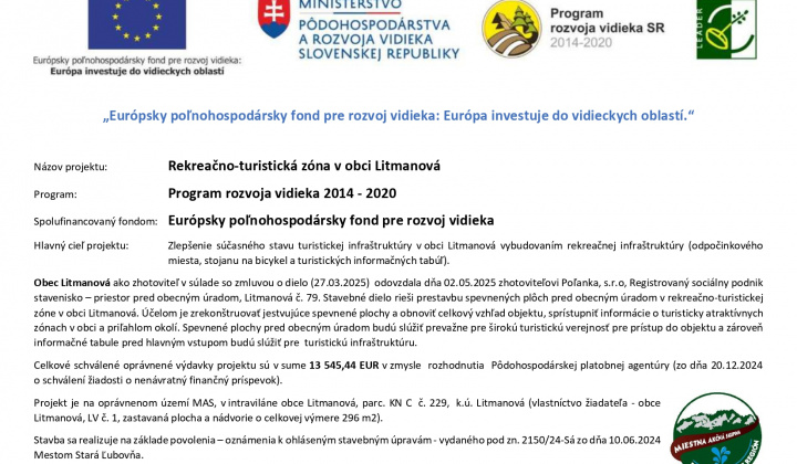 Projekt - Rekreačno-turistická zóna v obci Litmanová
