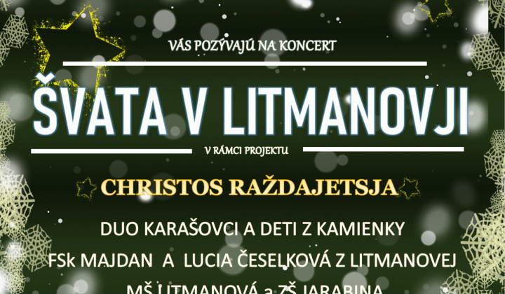 POZVÁNKA - ŠVATA V LITMANOVJI - 27.12.2025 KULTÚRNY DOM LITMANOVÁ