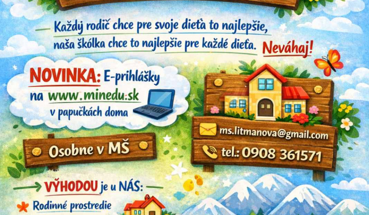 Zápis detí do MŠ pre šk. rok 2026/2027