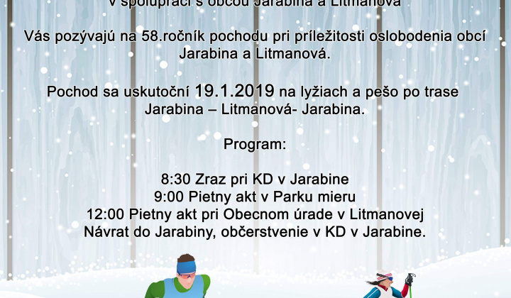 Pozvánka - 58. ročník turistického pochodu pri príležitosti oslobodenia obce Litmanová - 19.01.2019